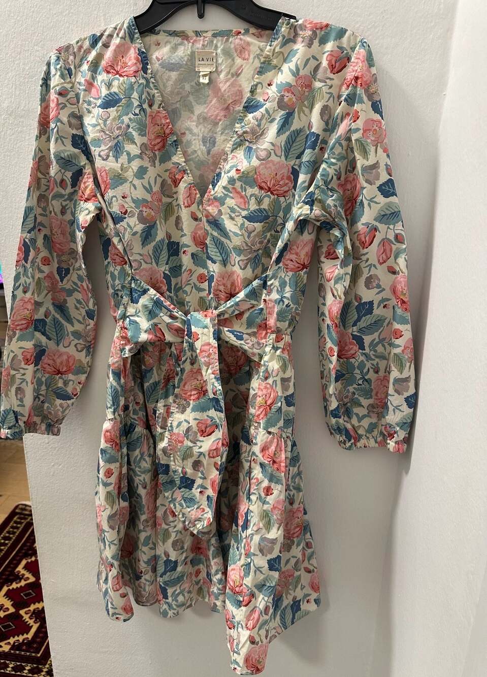 La Vie Rebecca Taylor Floral Print Long Sleeve Tiered Mini Dress